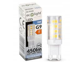 ECOLIGHT LED žarnica - G9 - 5W - hladno bela
