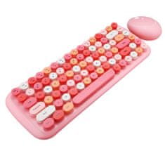 MOFI komplet brezžične tipkovnice in miške candy 2.4g (roza)