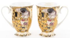 ZAKLADNICA DOBRIH I.  Komplet 2 lončkov z žličkama iz porcelana z dekorjem Gustava Klimta in motivom Poljub