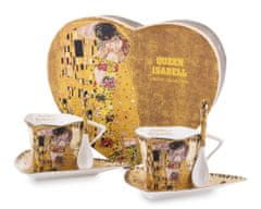 ZAKLADNICA DOBRIH I. Komplet za kavo iz porcelana z dekorjem Gustava Klimta in motivom Poljub