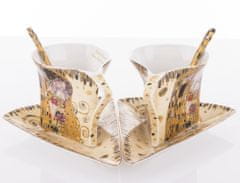 ZAKLADNICA DOBRIH I. Komplet za kavo iz porcelana z dekorjem Gustava Klimta in motivom Poljub