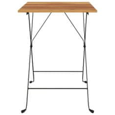 Vidaxl Zložljiva bistro miza 55x54x71 cm trdna tikovina in jeklo