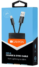 Canyon CFI-3 Lightning kabel, 5 W, 1 m, črn (CNE-CFI3B)