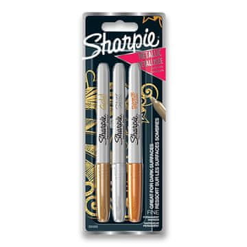 Sharpie Permanentni marker Metallic Fine - komplet 3 kosov, kovinske barve