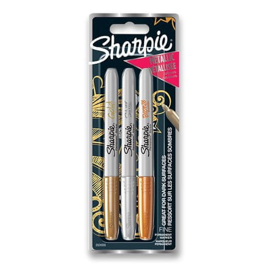 Sharpie Permanentni marker Metallic Fine set 3, kovinske barve