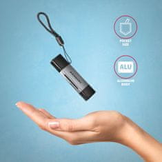 AXAGON CRE-DAC, USB-C + USB-A, 5 Gb/s - MINI bralnik kartic, 2 reži in lun SD/microSD, podpora UHS-I