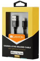 Canyon MFI-3 Lightning kabel, 12 W, 1 m, črn (CNS-MFIC3B)