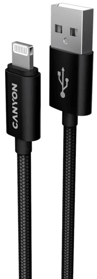 Canyon MFI-3 Lightning kabel, 12 W, 1 m, črn (CNS-MFIC3B)