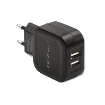 Qoltec stenski polnilnik 17 W | 5 V | 3,4 A | 2 x USB