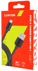 Canyon UM-1 Micro USB kabel, 5 W, 1 m, črn (CNE-USBM1B)