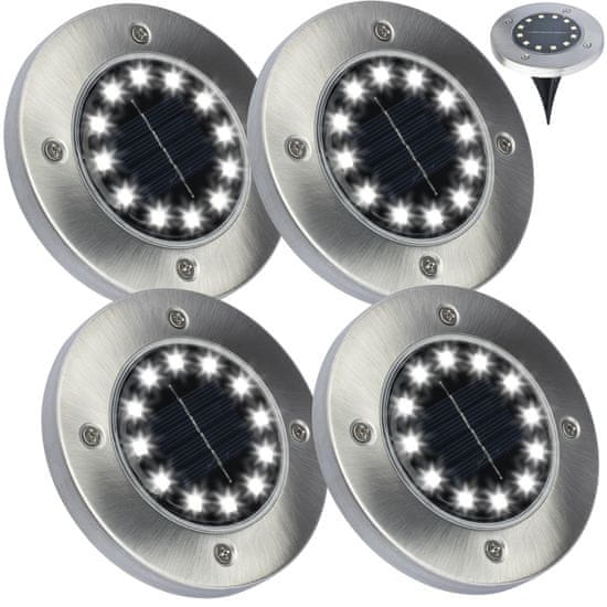 master LED 4x Solarne LED vrtne svetilke na tleh 12×LED 1W 6500K Hladno bela IP54