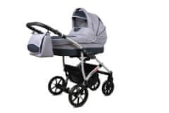 Babylux Largo Silver | 3v1 Kombinirani Voziček kompleti | Otroški voziček + Carrycot + Avtosedežem