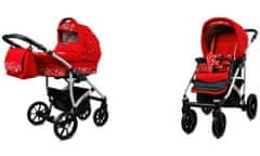 Babylux Largo Red Flowers | 2v1 Kombinirani Voziček kompleti | Otroški voziček + Carrycot