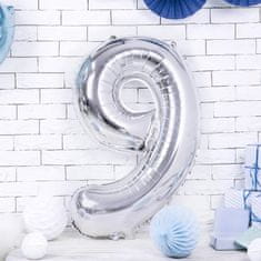 Moja zabava Balon številka 9 srebrna