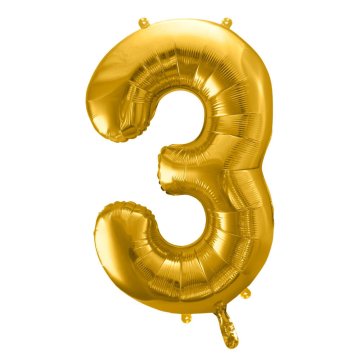 Moja zabava Balon številka 3 zlata - nenapihnjen