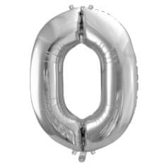 Moja zabava Balon številka 0 srebrna 