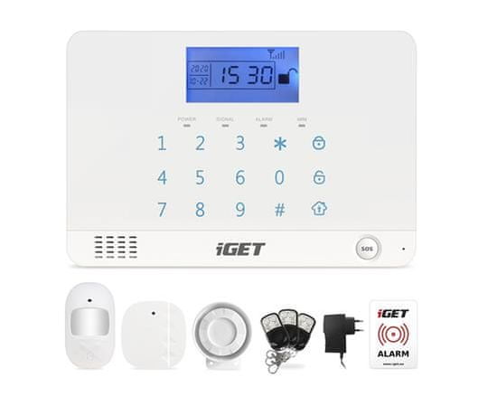 iGET SECURITY M3B - Večnamenski brezžični alarm GSM, detektor vrat in oken, detektor gibanja, 110 dB sirena