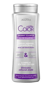 shumee Joanna Ultra Color Silver šampon za lase, ki odpravlja rumenkast odtenek - srebrni in pepelnato blond odtenki 400 ml