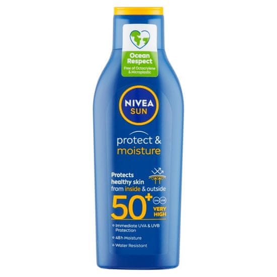 Nivea Sun Protect & Moisture vlažilni losjon za porjavitev OF 50+, 200 ml