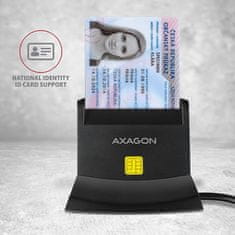 AXAGON CRE-SM2, USB-A StandReader 4-režni bralnik pametnih kartic (eCard) + SD/microSD/SIM, 1,3 m kabel