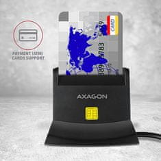 AXAGON CRE-SM2, USB-A StandReader 4-režni bralnik pametnih kartic (eCard) + SD/microSD/SIM, 1,3 m kabel