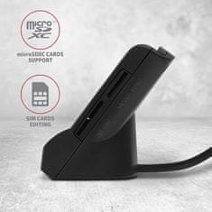 AXAGON CRE-SM2, USB-A StandReader 4-režni bralnik pametnih kartic (eCard) + SD/microSD/SIM, 1,3 m kabel
