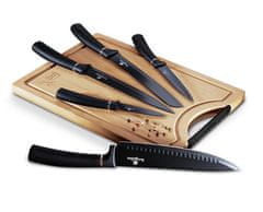 Berlingerhaus Komplet nožev z neprijemljivo površino + deska za rezanje 6 kosov Black Rose Collection BH-2550