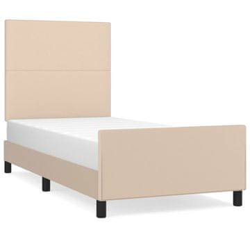 Vidaxl Posteljni okvir z vzglavjem kapučino 100x200 cm umetno usnje