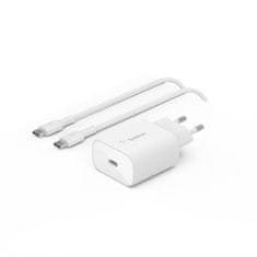 Belkin BOOST CHARGE 25W USB-C Power Delivery PPS Stenski polnilnik + 1m kabel USB-C do USB-C, bel