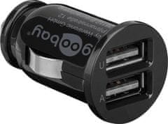 Goobay Napajalnik 12V avtomobilski adapter z 2x USB 2,1A črn