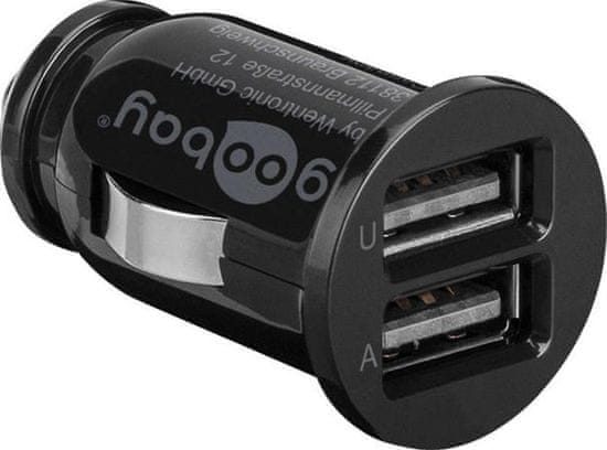 Goobay Napajalnik 12V avtomobilski adapter z 2x USB 2,1A črn