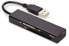 Assmann Ednet USB čitalnik kartic 2.0, 4 vrata, podpira formate MS, SD, T-Flash, CF črna