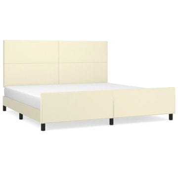 Vidaxl Posteljni okvir z vzglavjem krem 200x200 cm umetno usnje
