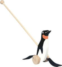 Bino Lesena igrača za vlečenje: Pingvin na palici/črno-belo