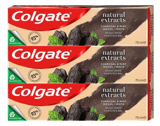 Colgate Naturals Charcoal zobna pasta, 3x 75 ml
