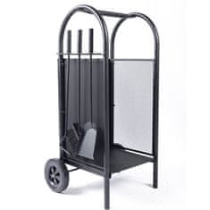 TURBO Fan Orodja za kamin z vozičkom za drva z orodji za kamin 81 x 42 x 37 cm