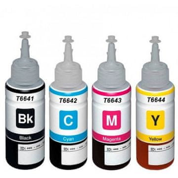 TiskajPoceni Kompatibilne kartuše Komplet Črnil Epson T6641, T6642, T6643, T6644 (C13T66464A) - črna, cyan, magenta, rumena EPSON L110, EPSON L1300, EPSON L1455, EPSON L200, EPSON L210,..
