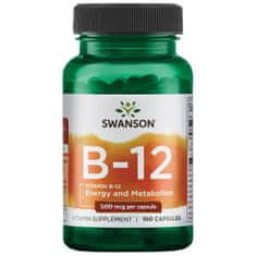 Swanson Vitamin B12, 500 mcg, 100 kapsul