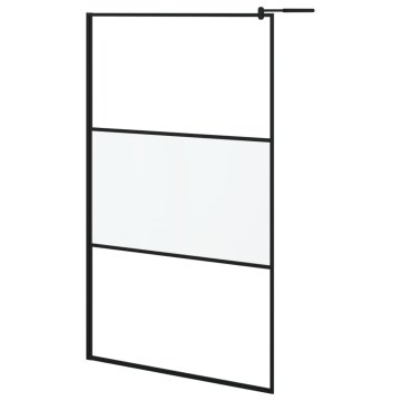 Vidaxl Pregrada za tuš 115x195 cm delno motno ESG steklo črna