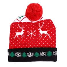 VivoVita Christmas beanie – Božična kapa z LED lučkami, rdeča/črna - Jeleni