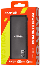 Canyon PB-53 powerbank, 5000 mAh, črn (CNE-CPB05B)