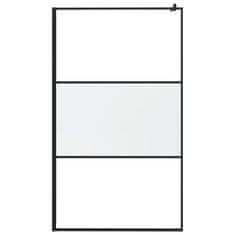 Vidaxl Pregrada za tuš 115x195 cm delno motno ESG steklo črna