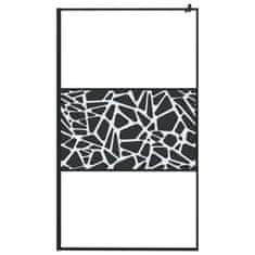 Vidaxl Pregrada za tuš 115x195 cm ESG steklo s kamnitim dizajnom črna