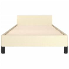 Vidaxl Posteljni okvir z vzglavjem krem 100x200 cm umetno usnje