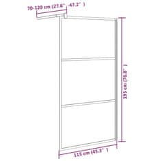 Vidaxl Pregrada za tuš 115x195 cm delno motno ESG steklo črna