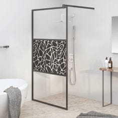 Vidaxl Pregrada za tuš 115x195 cm ESG steklo s kamnitim dizajnom črna