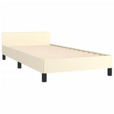 Vidaxl Posteljni okvir z vzglavjem krem 100x200 cm umetno usnje