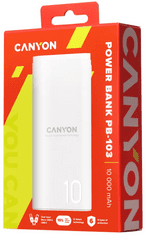 Canyon PB-103 powerbank, 10000 mAh, bel (CNE-CPB010W)