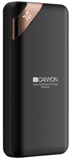 Canyon PB-202 prenosna baterija, 20000 mAh, LED indikator, črna (CNE-CPBP20B)