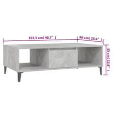 Greatstore Klubska mizica betonsko siva 103,5x60x35 cm iverna plošča